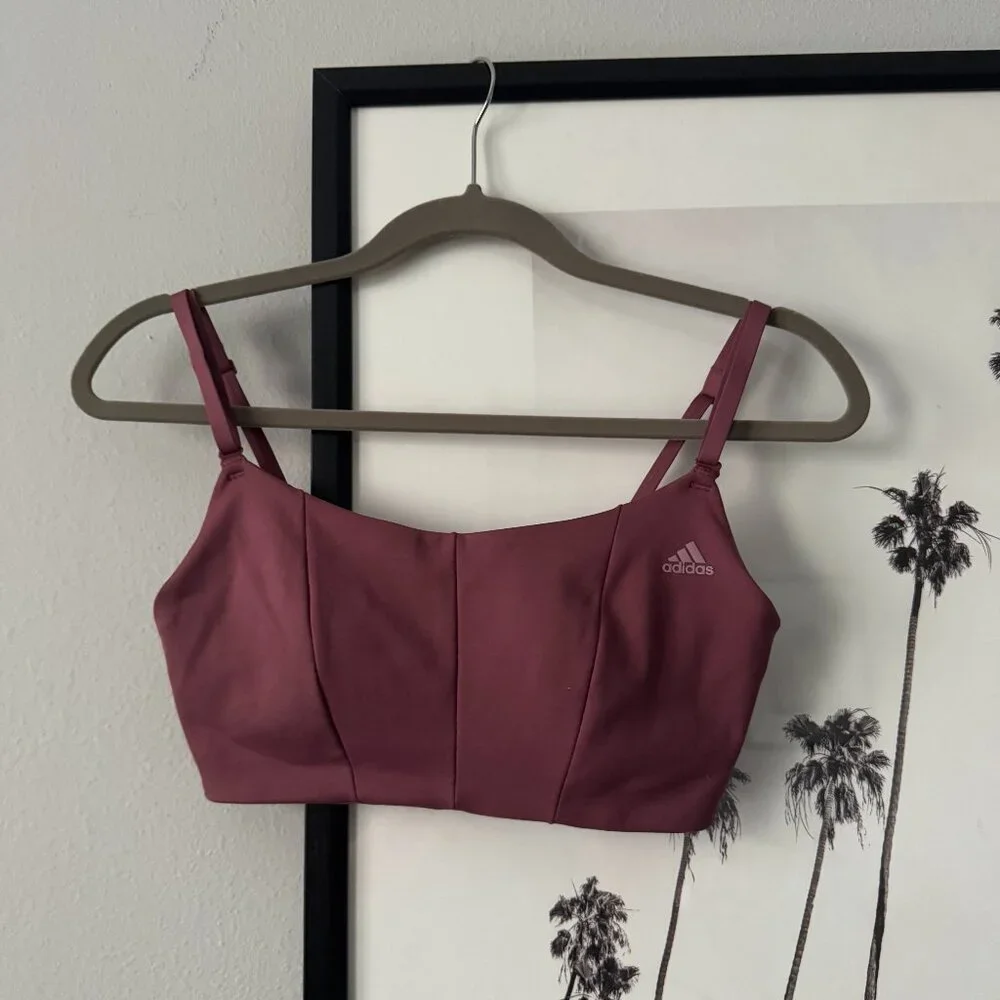adidas | NWOT Yoga Studio Light-Support Bra in Burgundy Size Medium - Picture 4 of 9